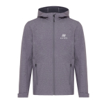 Softshell herenjas, casual fit, 300 g/m2 Iqoniq kleur gemarmerd grijs weergave met logo