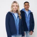 Softshell herenjas, casual fit, 300 g/m2 Iqoniq kleur marineblauw met afdrukgebied