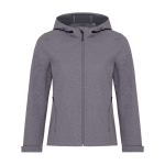 Softshell damesjas, casual fit, 300 g/m2 Iqoniq kleur gemarmerd grijs met afdrukgebied
