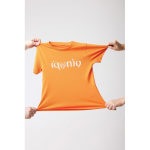 Kinder T-shirt van gerecycled katoen, 160 g/m2 Iqoniq kleur oranje tweede weergave met logo