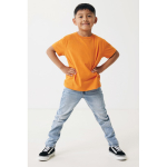 Kinder T-shirt van gerecycled katoen, 160 g/m2 Iqoniq kleur oranje vierde weergave met model