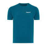 Unisex slim fit T-shirt van gerecycled katoen 160 g/m² Iqoniq kleur grijsachtig blauw weergave met logo