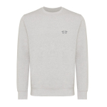 Unisex sweater van gerecycled katoen, slim fit, 280 g/m2 Iqoniq kleur lichtgrijs gemarmerd weergave met logo