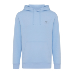 Unisex hoodie van gerecycled katoen, slim fit, 280 g/m2 Iqoniq kleur cyaan blauw weergave met logo
