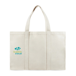 Grote notitieboekjestas van gerecycled canvas met veilig vak, 400 g/m2 kleur gebroken wit weergave met logo