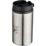 Thermische beker van gerecycled roestvrij staal met draaidekksel 250 ml kleur mat zilver weergave tampondruk