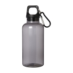 Transparante gerecyclede plastic fles met karabijnhaak 400ml kleur zwart tweede weergave voorkant