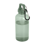 Transparante gerecyclede plastic fles met karabijnhaak 400ml