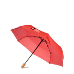Automatische opvouwbare paraplu met bamboe handvat, Ø97 cm kleur rood met jouw bedrukking
