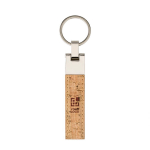 Elegante kurken sleutelhanger met metalen details Cork kleur bruin met jouw bedrukking