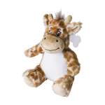 Pluche giraffe met geborduurde ogen en bedrukbaar label kleur oranje eerste weergave
