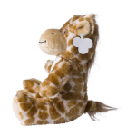 Pluche giraffe met geborduurde ogen en bedrukbaar label kleur oranje tweede weergave