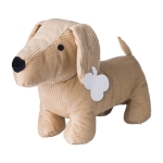 Pluche hond van corduroy met geborduurde ogen en label kleur bruin derde weergave