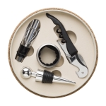 Wijnset met kurken etui en diverse accessoires kleur bruin tweede weergave
