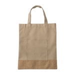 Tas van RPET en kurk met voorvak en korte handvatten kleur khaki eerste weergave