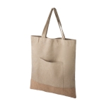 Tas van RPET en kurk met voorvak en korte handvatten kleur khaki vierde weergave