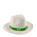 Klassieke brede rand papieren hoed met aanpasbare band kleur groen met afdrukgebied