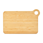 Bamboe snijplank met hoekhandvat om te serveren kleur naturel achter weergave