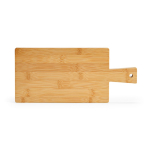 Bamboe snijplank met grote handgreep en beschrijfbaar krijtbord kleur naturel achter weergave