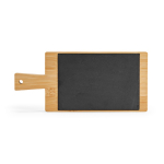 Bamboe snijplank met grote handgreep en beschrijfbaar krijtbord kleur naturel vooraanzicht