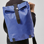 Waterdichte rugzak van gerecycled katoen voor 17''-laptop 23 L kleur blauw tweede weergave