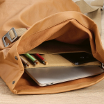 Waterdichte rugzak van gerecycled katoen voor 17''-laptop 23 L kleur camel derde weergave