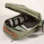 Katoenen gerecyclede rugzak met waxcoating 230 g/m2 kleur miliair groen derde weergave