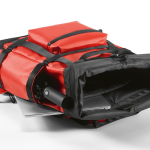 Waterdichte duurzame rugzak met magneetsluiting voor 17”-laptop kleur rood vierde detail weergave