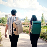 Synthetisch lederen rugzak met gewatteerd laptopvak 20L kleur groen sfeerweegave