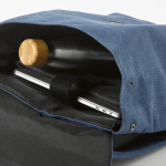 Rugzak van gerecycled katoen met details van kunstleer 25 L kleur blauw derde detail weergave