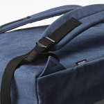 Rugzak van gerecycled katoen met details van kunstleer 25 L kleur blauw gedetailleerde weergave