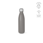Gerecyclede roestvrij stalen fles met lekvrije dop 500ml kleur grijs