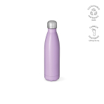 Gerecyclede roestvrij stalen fles met lekvrije dop 500ml kleur paars