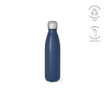 Gerecyclede roestvrij stalen fles met lekvrije dop 500ml kleur marineblauw