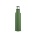 Gerecyclede roestvrij stalen fles met lekvrije dop 500ml kleur miliair groen vooraanzicht