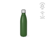 Gerecyclede roestvrij stalen fles met lekvrije dop 500ml kleur miliair groen