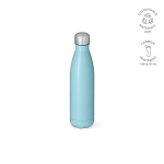 Gerecyclede roestvrij stalen fles met lekvrije dop 500ml kleur lichtblauw