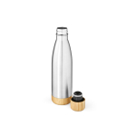 Gerecyclede stalen fles met dubbele wand en bamboe dop 500 ml kleur zilver tweede weergave