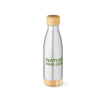 Gerecyclede stalen fles met dubbele wand en bamboe dop 500 ml kleur zilver