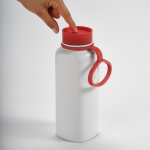 Fles van gerecycled roestvrij staal met 360°-drukdop 750 ml kleur rood vierde weergave