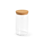 Voorraadpot van borosilicaatglas met kurken deksel 1 L kleur doorzichtig achter weergave