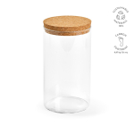 Voorraadpot van borosilicaatglas met kurken deksel 1 L kleur doorzichtig