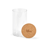 Voorraadpot van borosilicaatglas met kurken deksel 1 L kleur doorzichtig