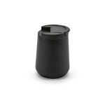 Thermosbeker van gerecycled rvs met lekvrij deksel 430ml kleur zwart zijaanzicht