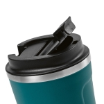 Duurzame thermische reisbeker van gerecycled roestvrij staal 490ml kleur petrol blauw vierde weergave