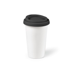Keramische thermische to-go beker met siliconen deksel 300ml kleur zwart tweede weergave