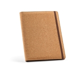 Kurken schrijfmap met elastische sluiting en tablethoes A4 kleur naturel