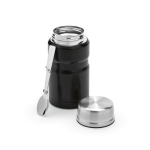 Thermos lunchpot van gerecycled staal met opvouwbare lepel 740 ml kleur zwart tweede weergave