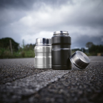 Thermos lunchpot van gerecycled staal met opvouwbare lepel 740 ml kleur zwart sfeerweegave