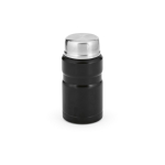Thermos lunchpot van gerecycled staal met opvouwbare lepel 740 ml kleur zwart achter weergave